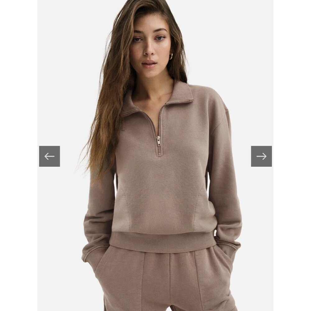 Mate The Label Organic Fleece Half Zip Sweatshirt Mushroom X-Large NWT